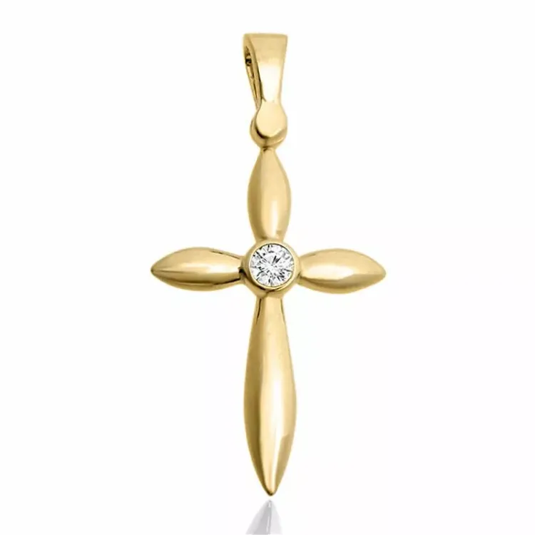 kors diamantanheng i 14 karat gull 0,02 ct