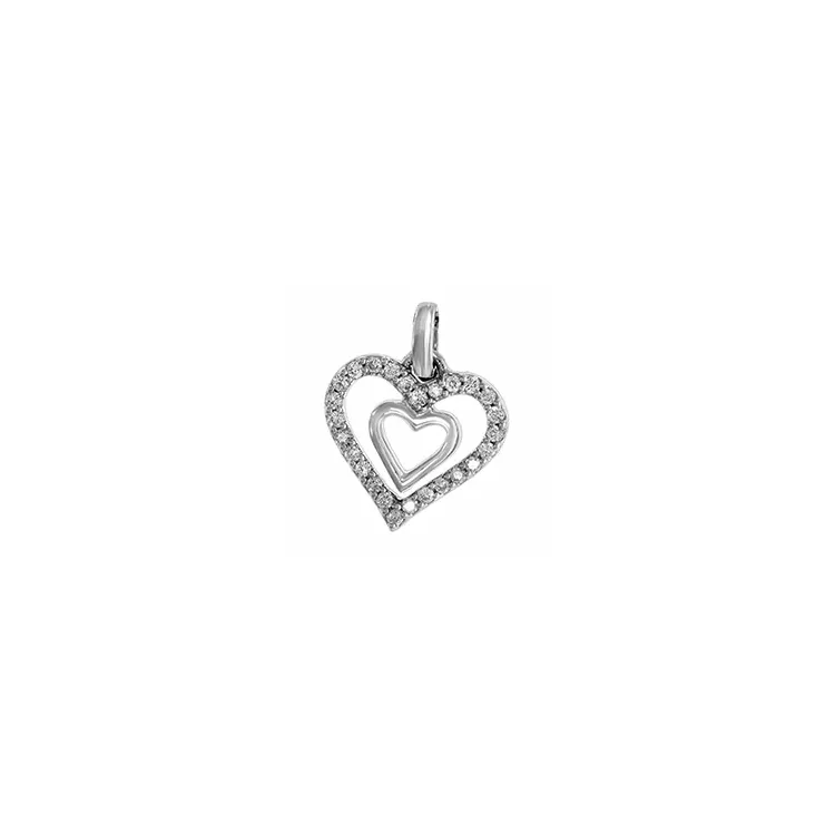 hjerte diamantanheng i 14 karat hvitt gull 0,13 ct