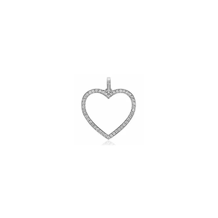 hjerte diamantanheng i 14 karat hvitt gull 0,23 ct