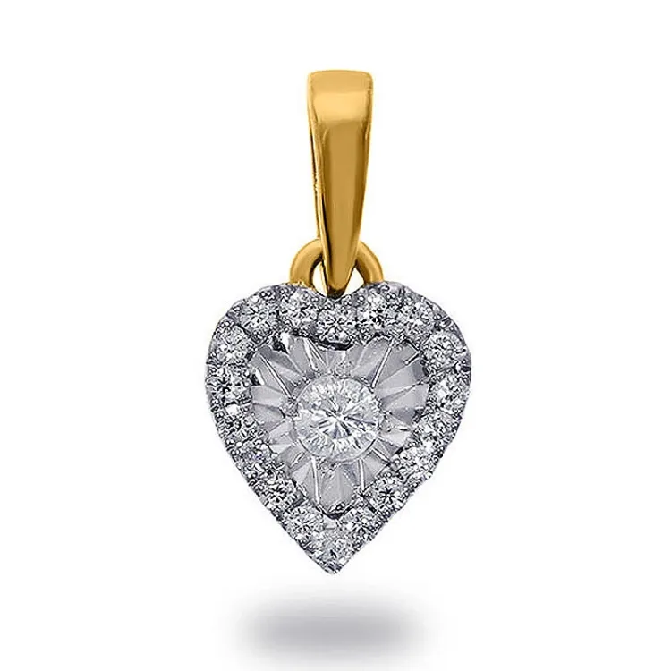 hvit diamant anheng i 14 karat gull og hvitt gull 0,08 ct