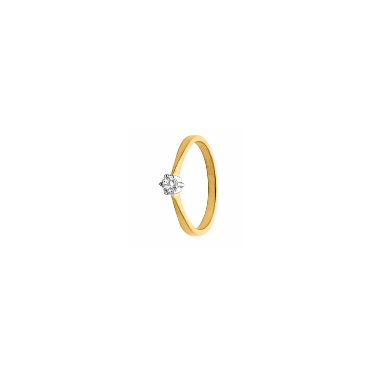 Smal diamant Damering i 14 karat gull og hvitt gull 0,10 ct