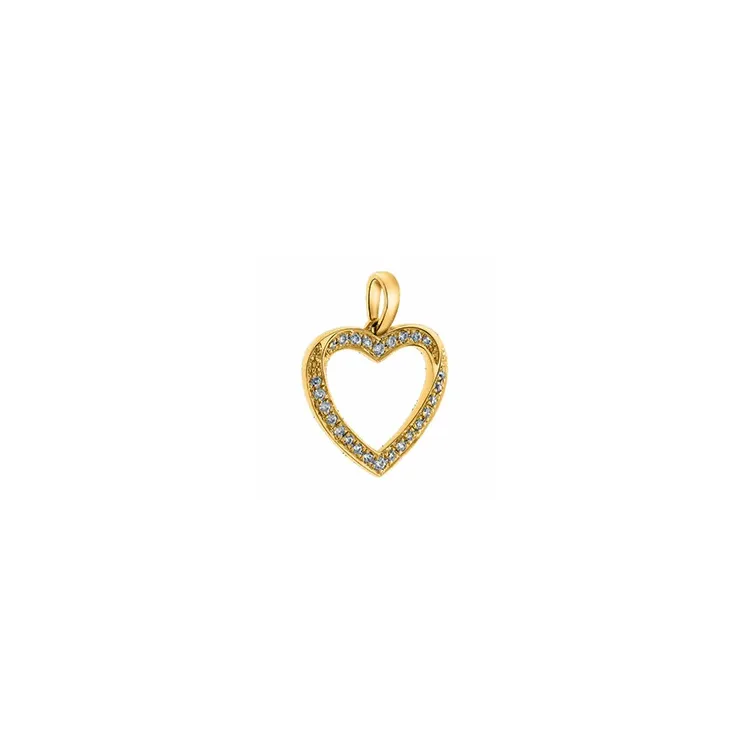 hjerte diamant anheng i 14 karat gull 0,09 ct
