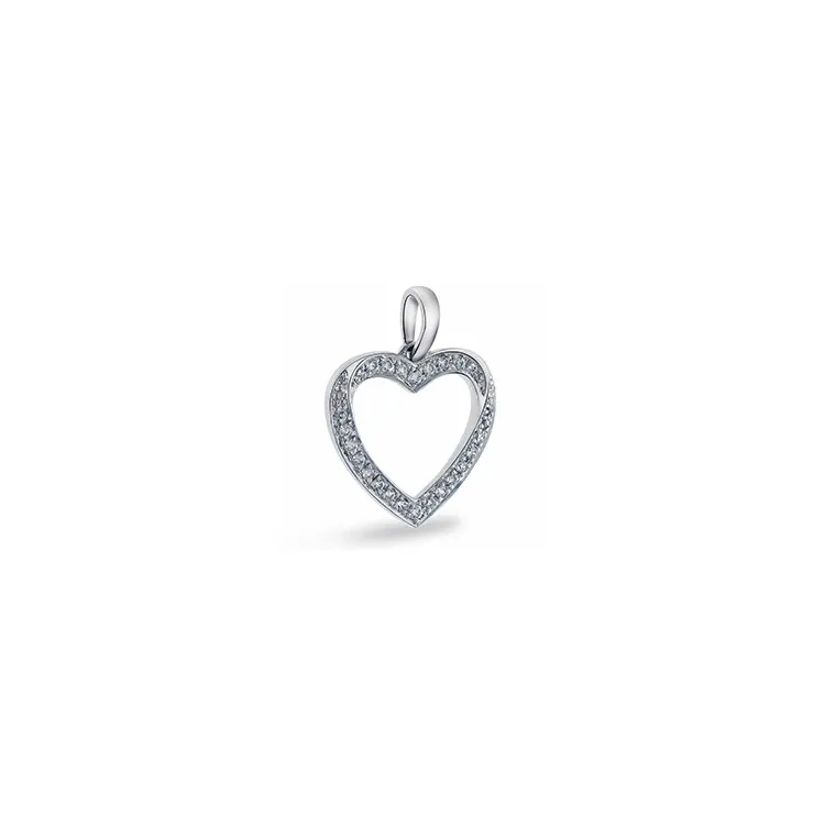 hjerte diamantanheng i 14 karat hvitt gull 0,09 ct