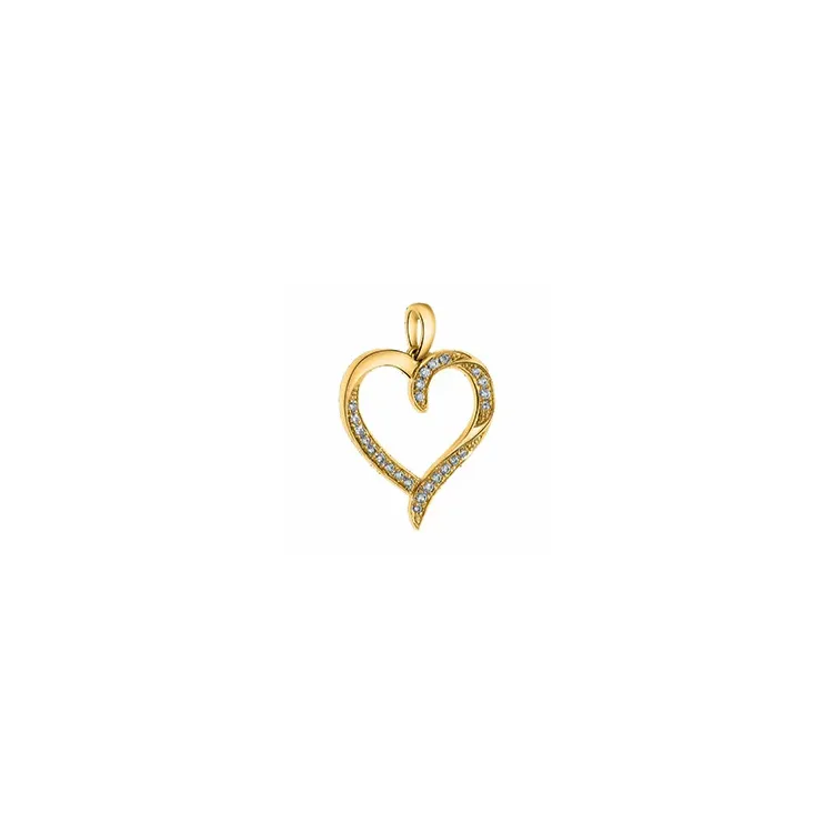 Hjerte diamantanheng i 14 karat gull 0,08 ct