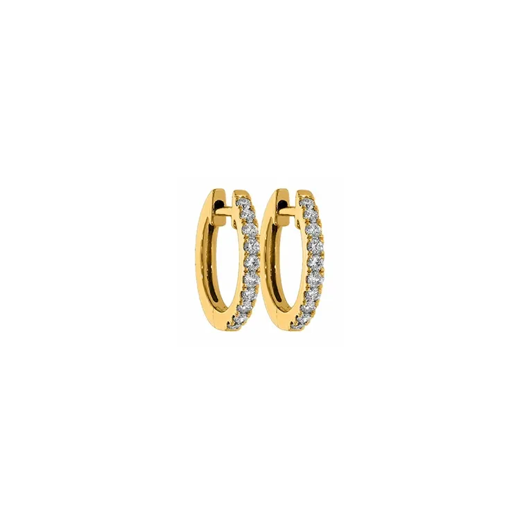 14 mm creol i 14 karat gull med diamant 