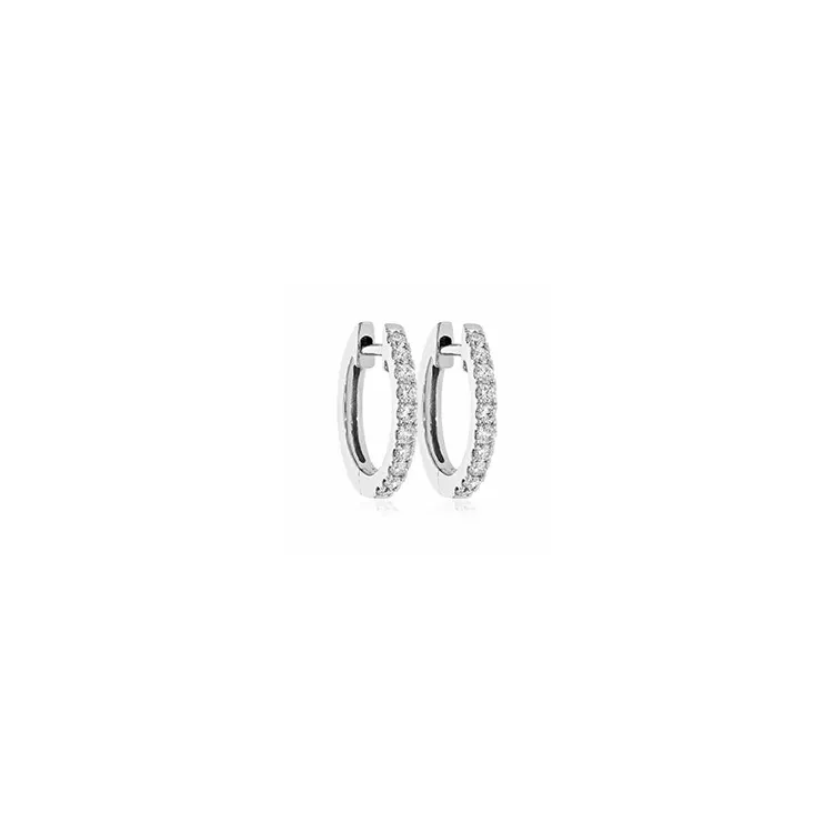 14 mm diamant creol i 14 karat hvitt gull med diamant 