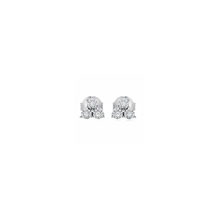 Trendy diamant ørestikker i 14 karat hvitt gull med diamanter