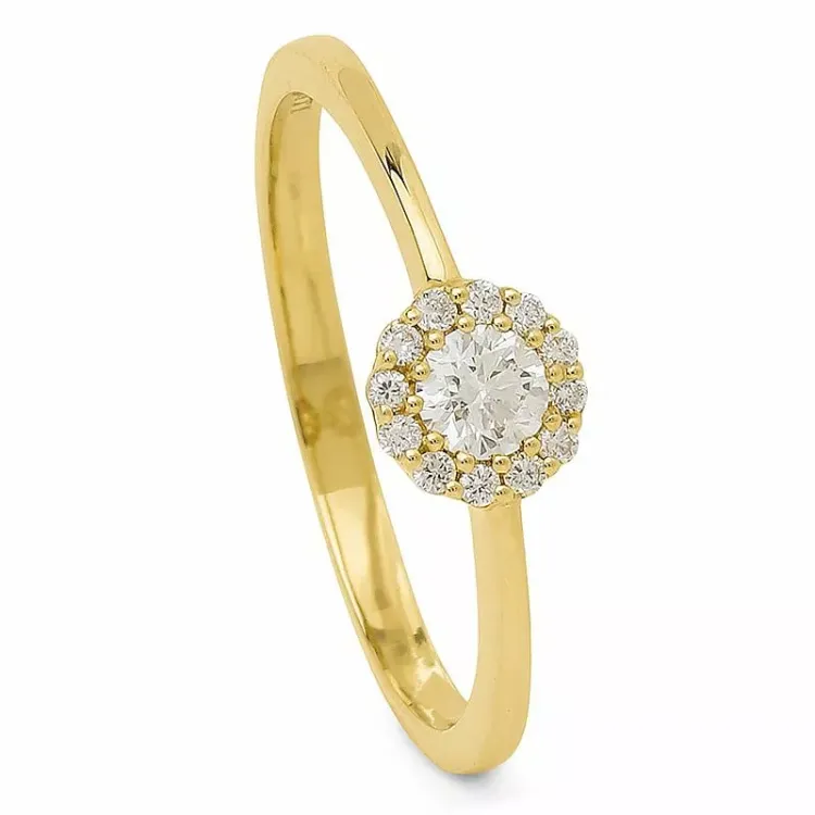 rund diamantring i 14 karat gull 0,23 ct
