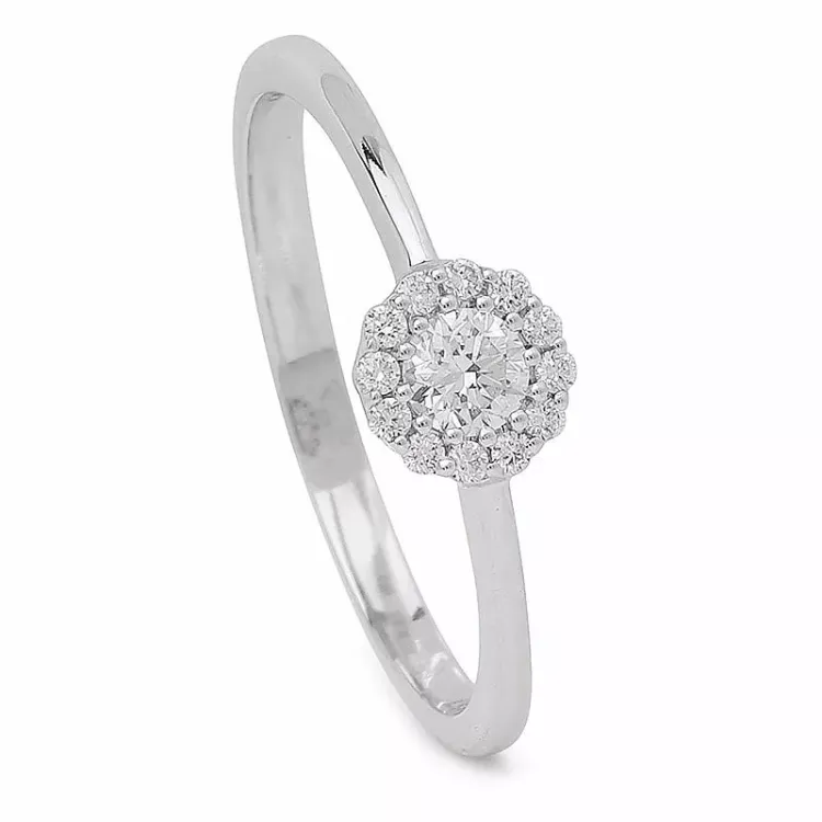rund diamant hvittgulls ring i 14 karat hvitt gull 0,23 ct