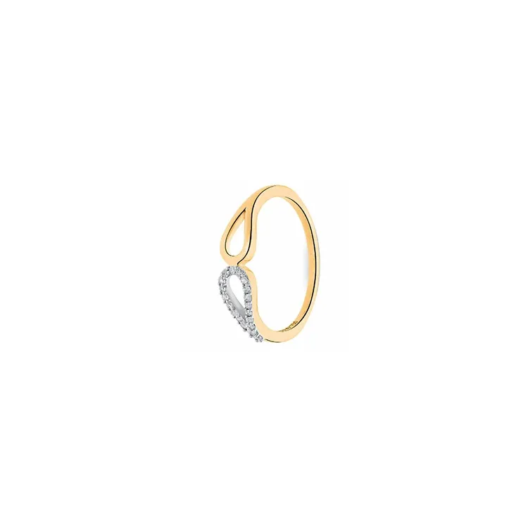 Abstrakt diamant gull ring i 14 karat gull 0,10 ct