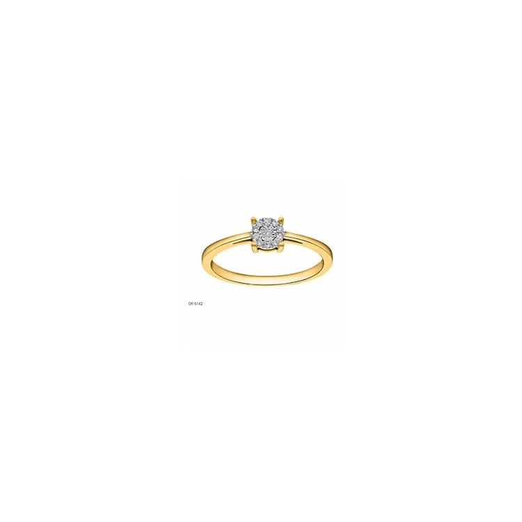 rund diamant ring i 14 karat gull og hvitt gull 0,06 ct