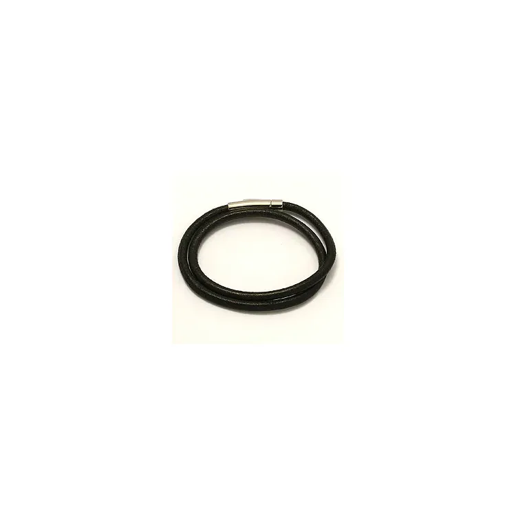 lær CARI armbånd i svart lær med stållås x 4,0 mm
