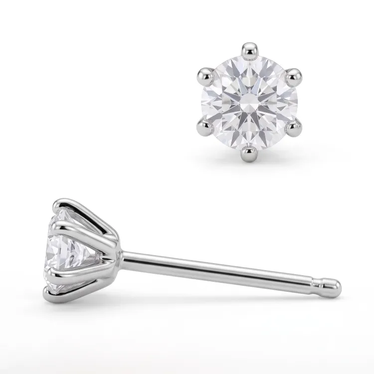 2 x 0,10 ct solitaireørepynt i sølv med lab grown diamant (HPHT) 