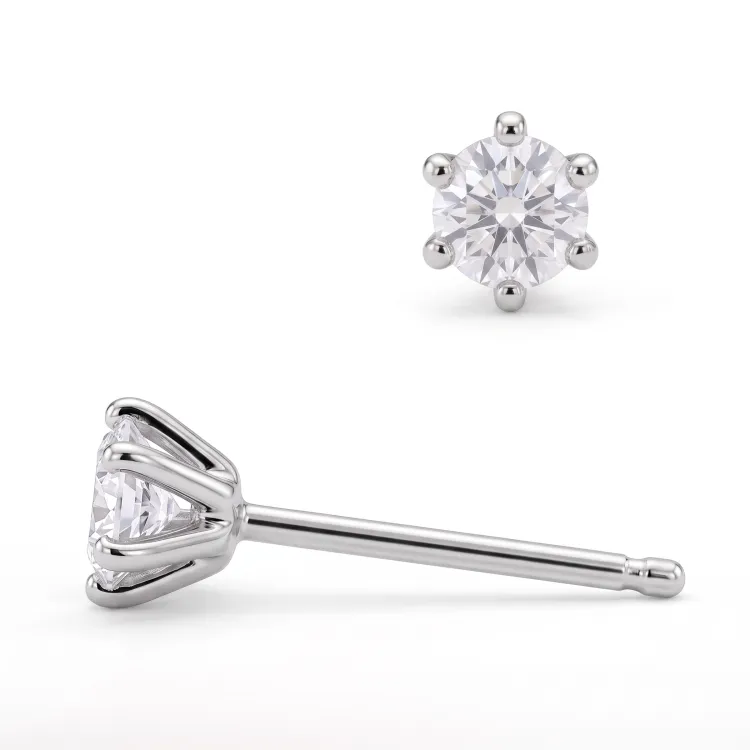 2 x 0,05 ct solitaireørepynt i sølv med lab grown diamant (HPHT) 