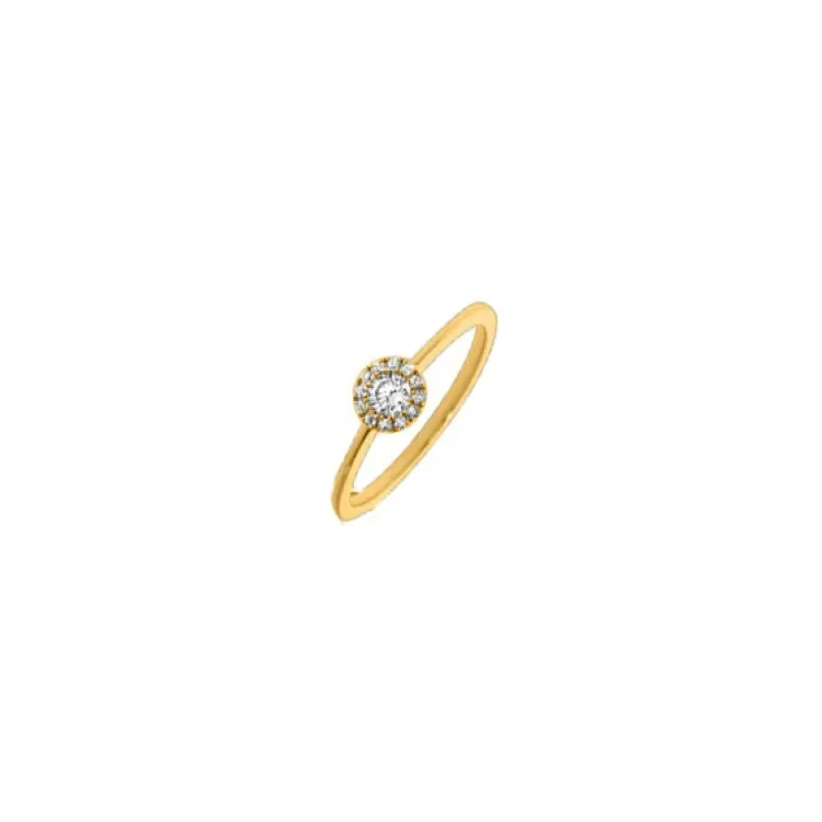 rund diamantring i 14 karat gull 0,16 ct