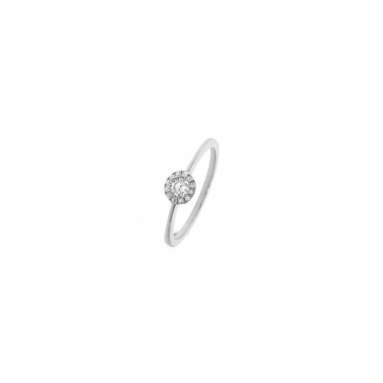 rund diamantring i 14 karat hvitt gull 0,16 ct