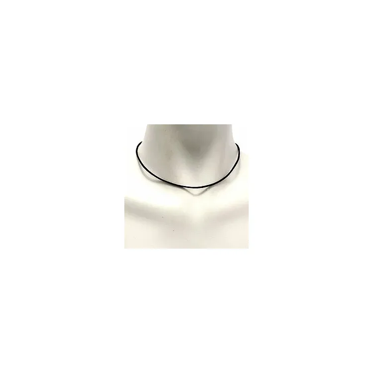 Halskjede i svart lær med forgylt stållås x 2,0 mm