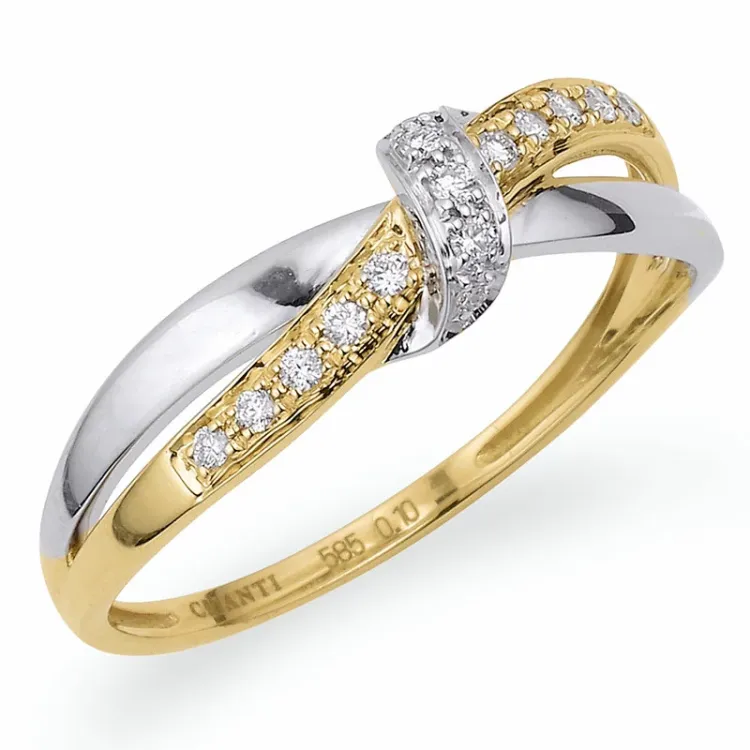 kolleksjonsprøve diamant gull ring i 14 karat gull og hvitt gull 0,10 ct