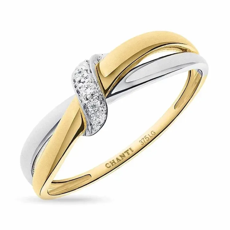 lab grown diamant ring i 9 karat gull og hvitt gull 0,03 ct