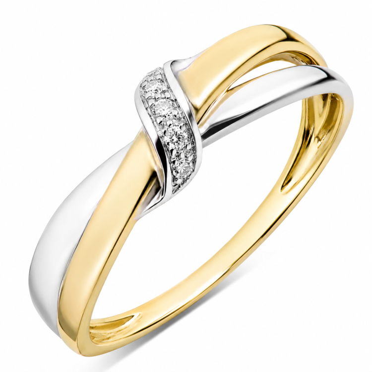lab grown diamant ring i 9 karat gull og hvitt gull 0,03 ct