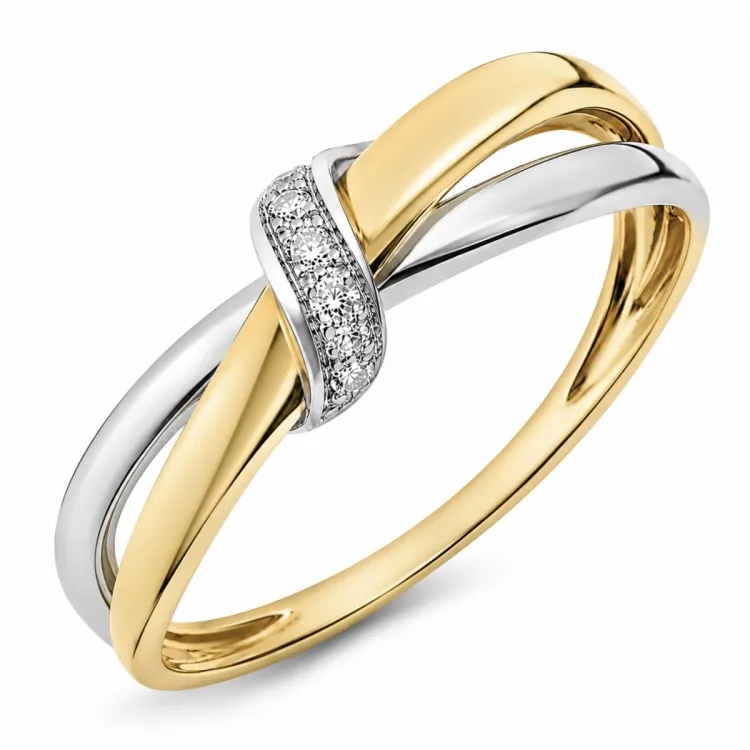 lab grown diamant ring i 9 karat gull og hvitt gull 0,03 ct