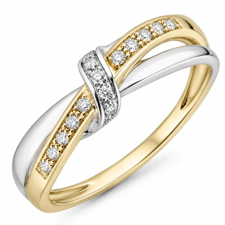lab grown diamant ring i 9 karat gull og hvitt gull 0,10 ct