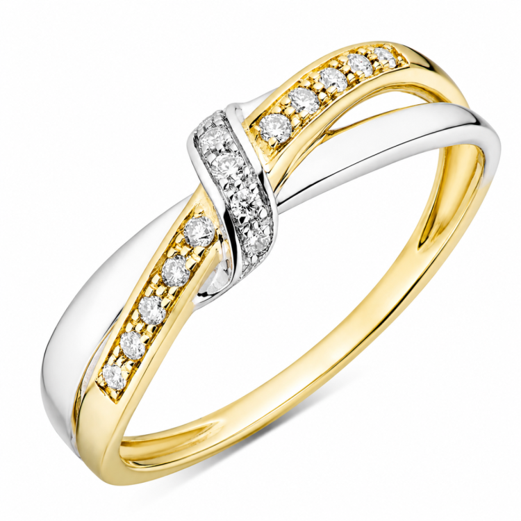 lab grown diamant ring i 9 karat gull og hvitt gull 0,10 ct