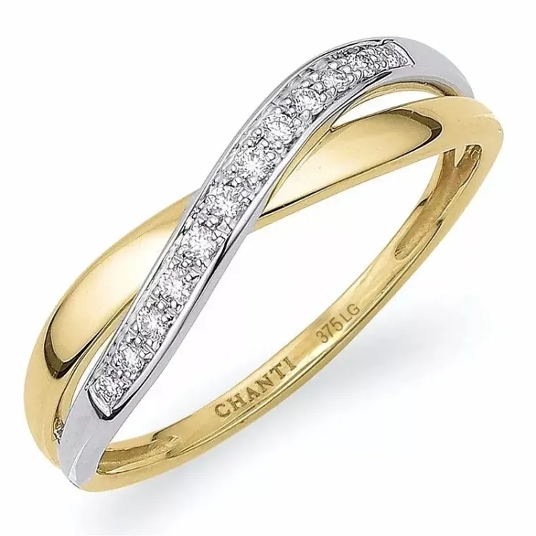 lab grown diamant ring i 9 karat gull og hvitt gull 0,08 ct
