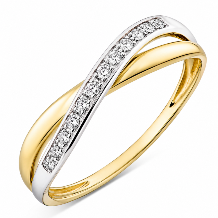 lab grown diamant ring i 9 karat gull og hvitt gull 0,08 ct
