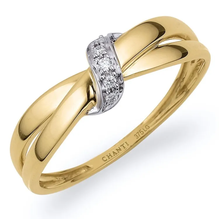 lab grown diamant ring i 9 karat gull og hvitt gull 0,03 ct