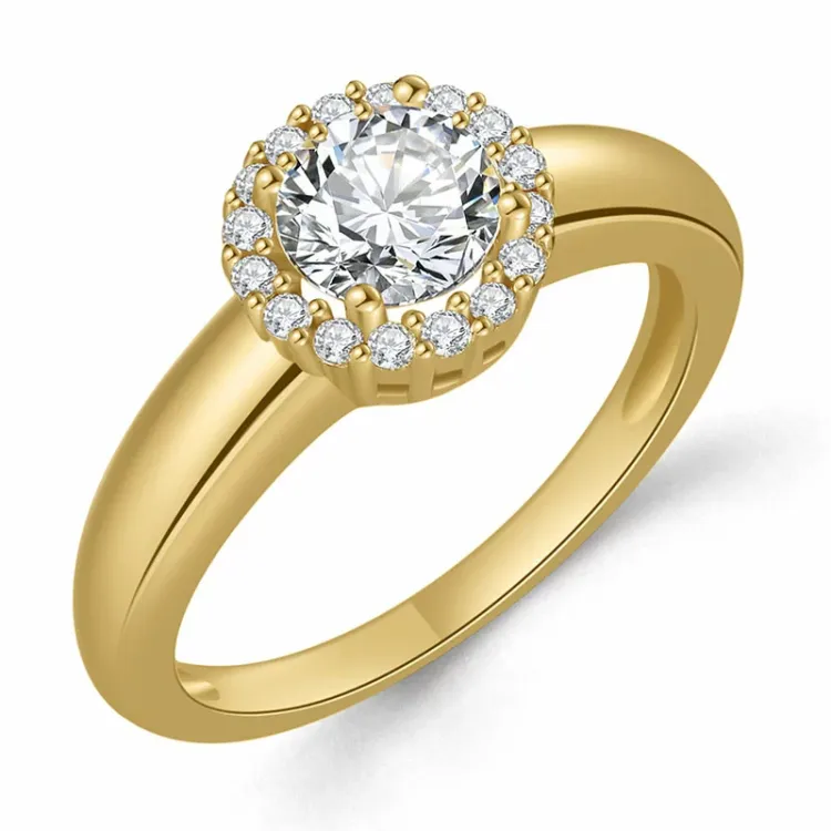 zirkon ring i forgylt sølv