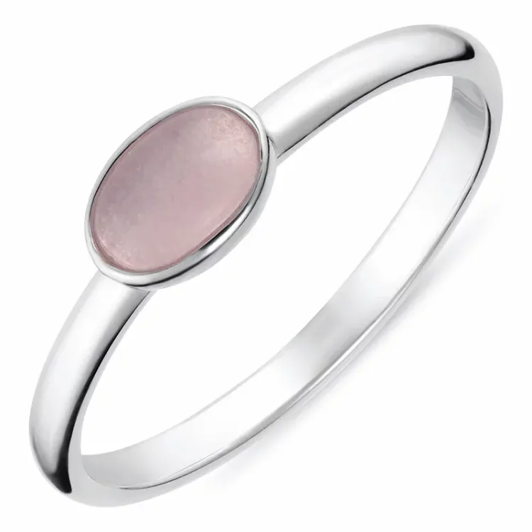 oval rosa ring i sølv - Loom Stones