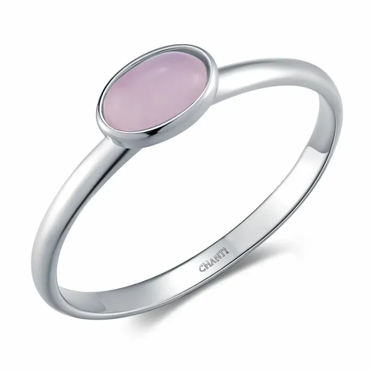 oval rosa ring i sølv - Loom Stones