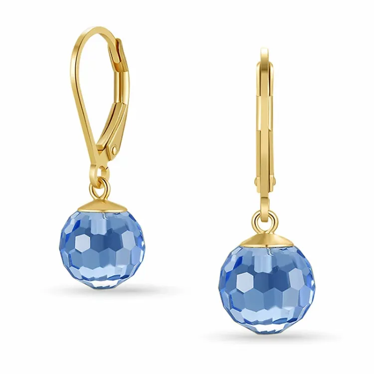 blå Glass øredobber i forgylt sølv - Loom Stones