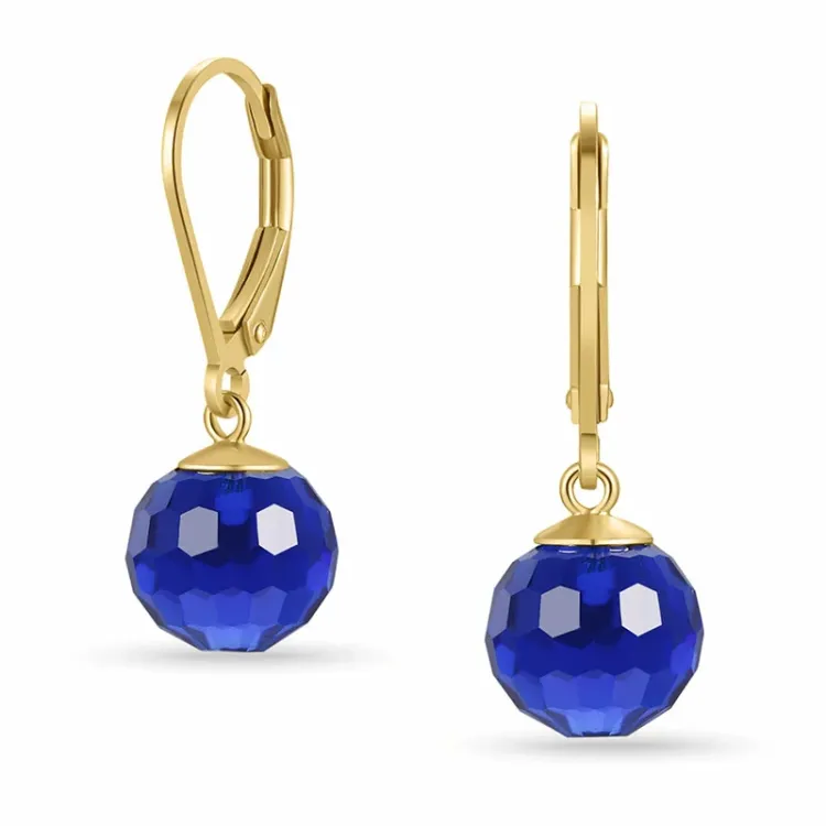 blå Glass øredobber i forgylt sølv - Loom Stones