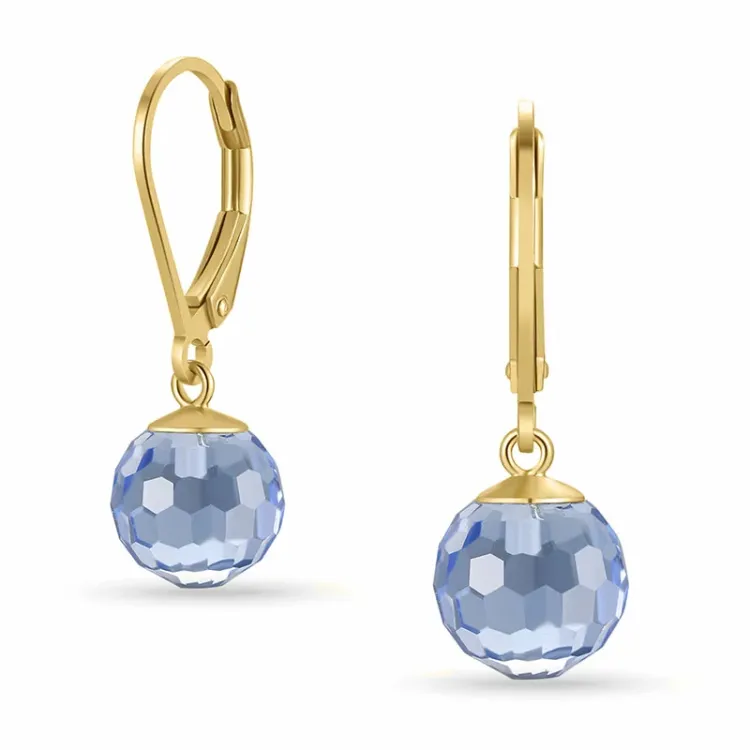 blå Glass øredobber i forgylt sølv - Loom Stones