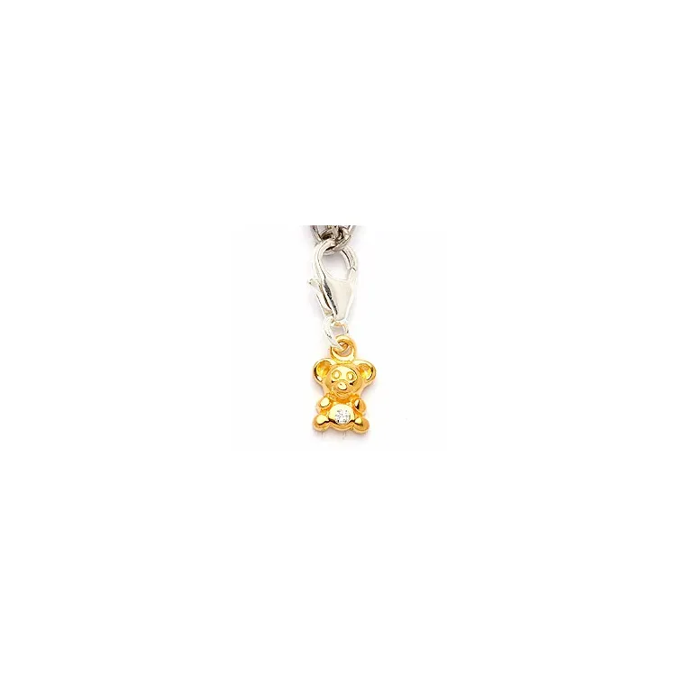 Bamse charm i sølv med forgylt sølv 