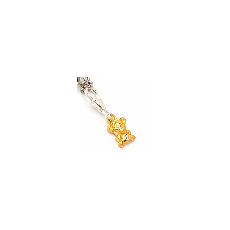 Bamse charm i sølv med forgylt sølv 