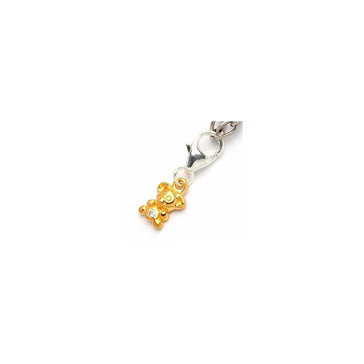 Bamse charm i sølv med forgylt sølv 