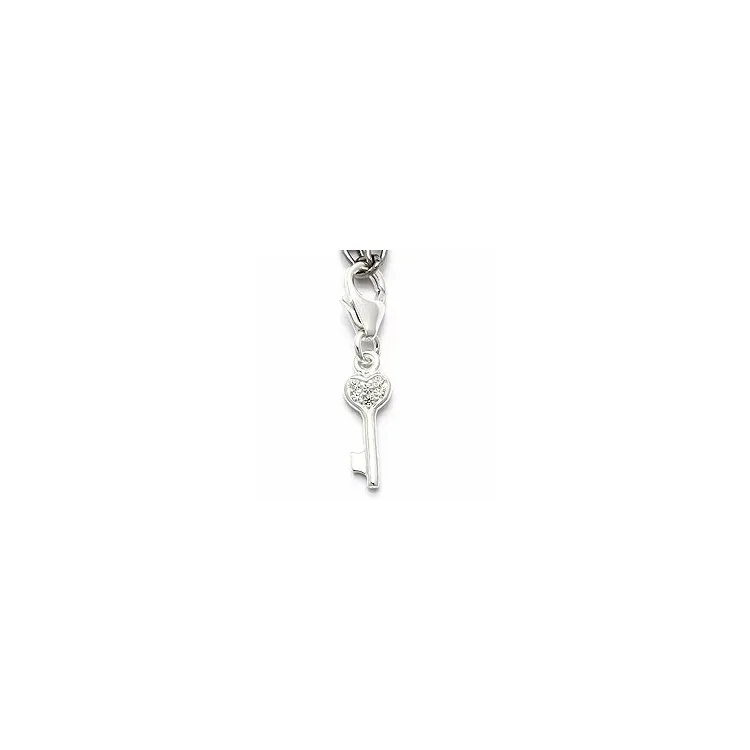 nøkkel zirkon charm i sølv