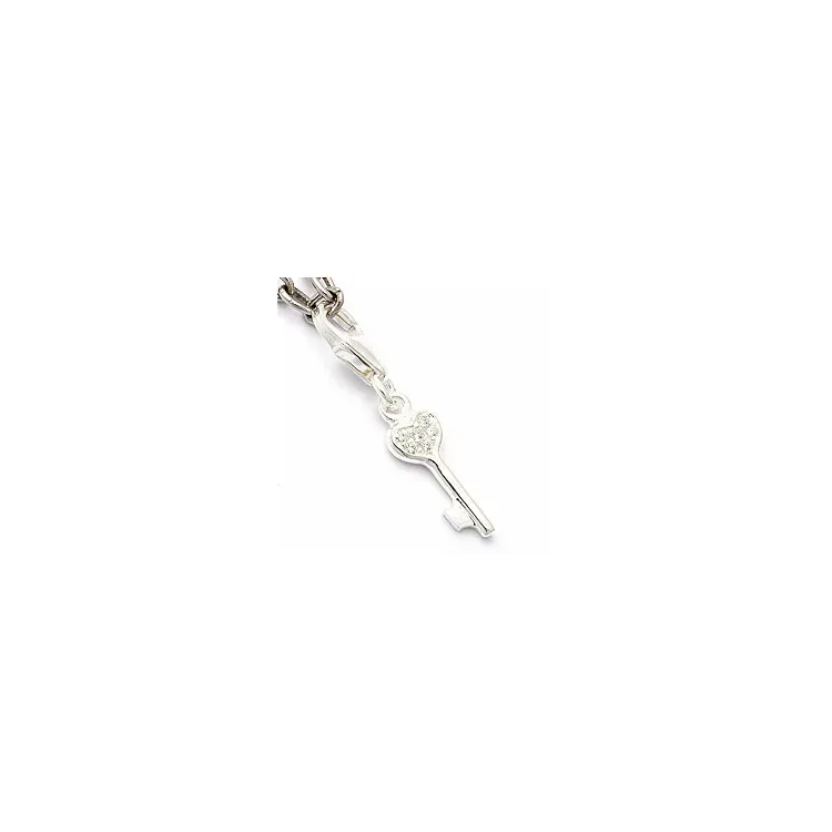 nøkkel zirkon charm i sølv