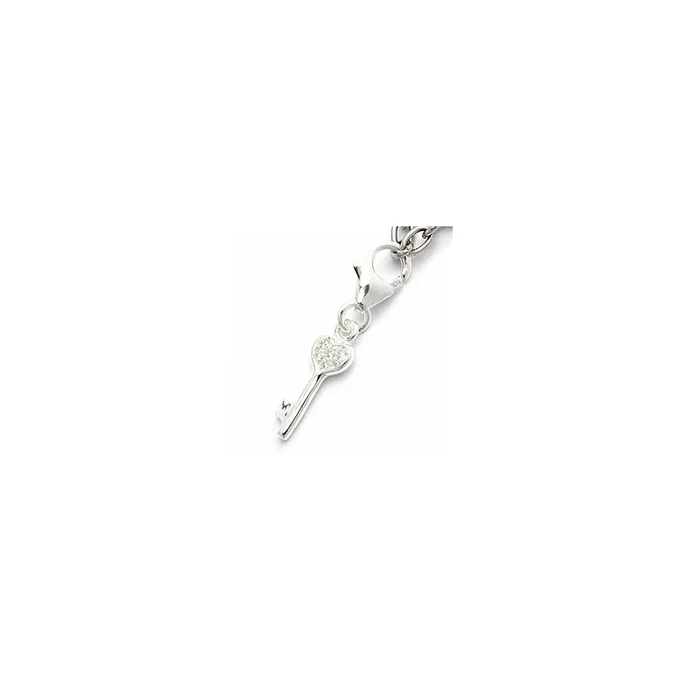nøkkel zirkon charm i sølv