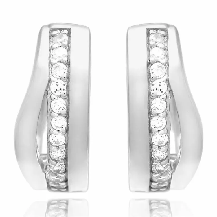15 mm hvite zirkon creol i sølv