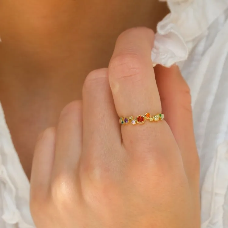 multifarget ring i forgylt sølv - Bubbly Twist