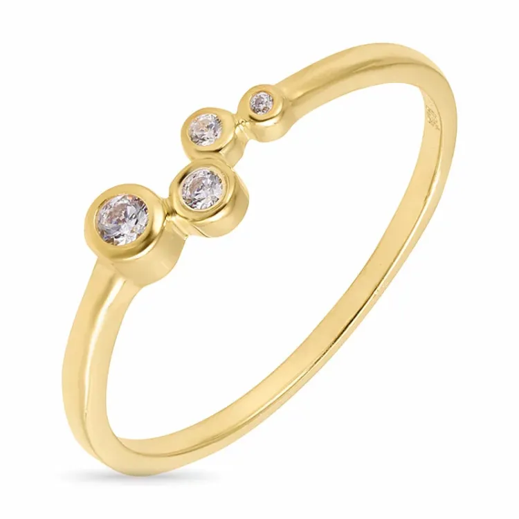 zirkon ring i forgylt sølv - Bubbly Sparkle