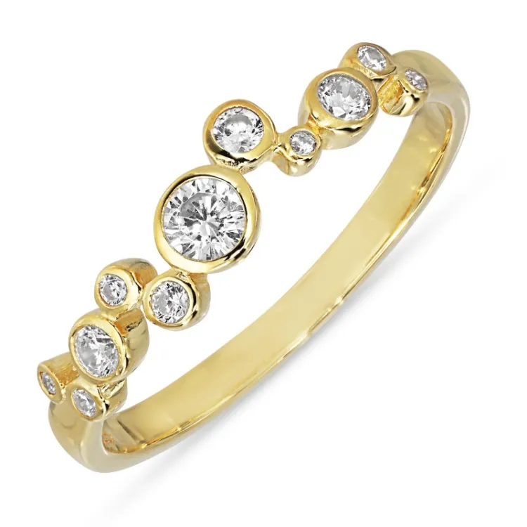 hvit zirkon ring i forgylt sølv - Bubbly Sparkle