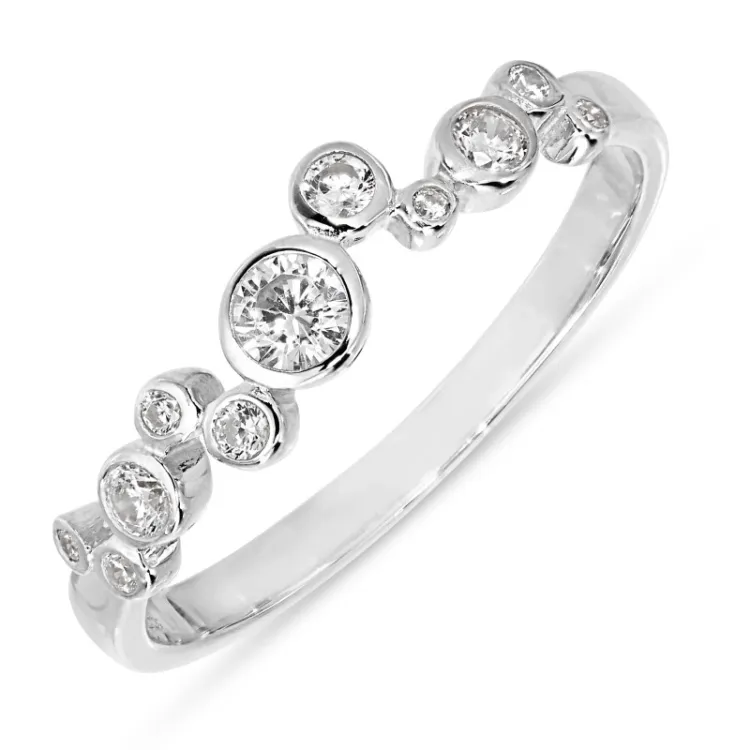 hvit zirkon ring i sølv - Bubbly Sparkle