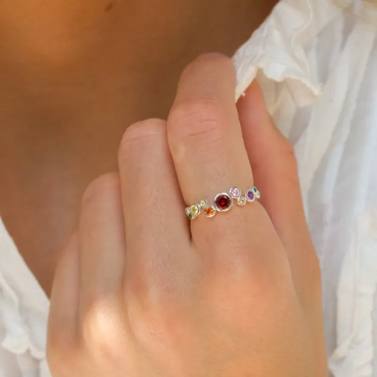 multifarget zirkon ring i sølv - Bubbly Twist