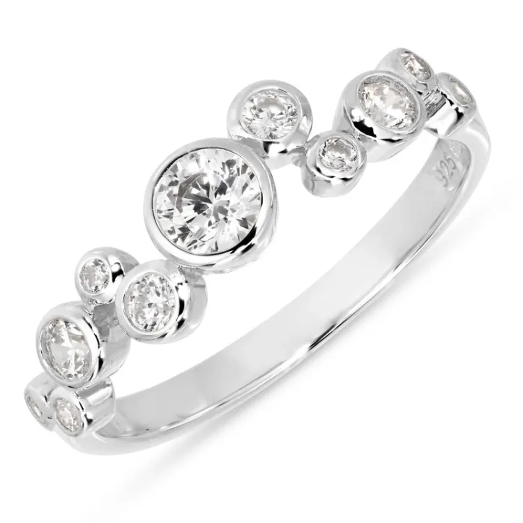 hvit zirkon ring i sølv - Bubbly Sparkle