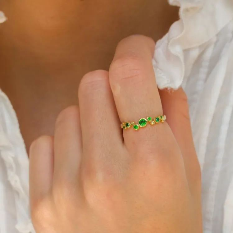 grønn zirkon ring i forgylt sølv - Bubbly Twist